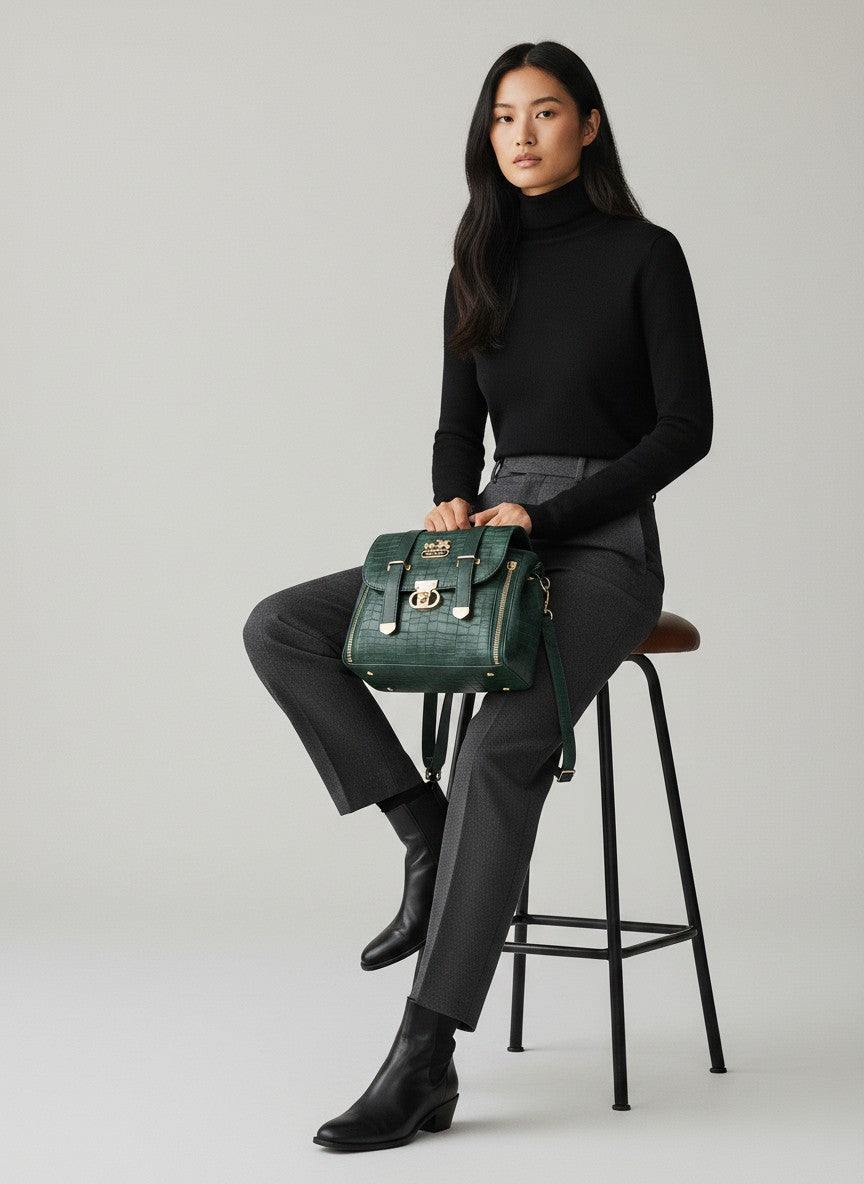 COACH Structured Top Handle Satchel Handbag