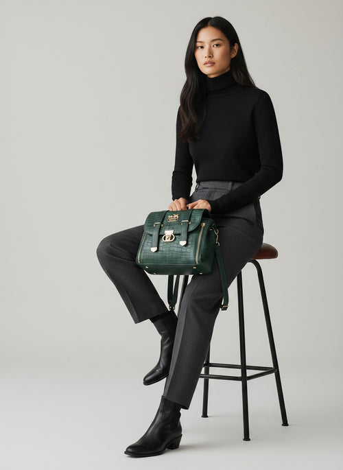 COACH Structured Top Handle Satchel Handbag