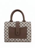 Monogram Patterned Structured Tote Handbag