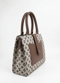 Monogram Patterned Structured Tote Handbag