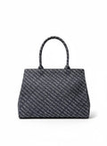 Navy logo print canvas tote bag front view